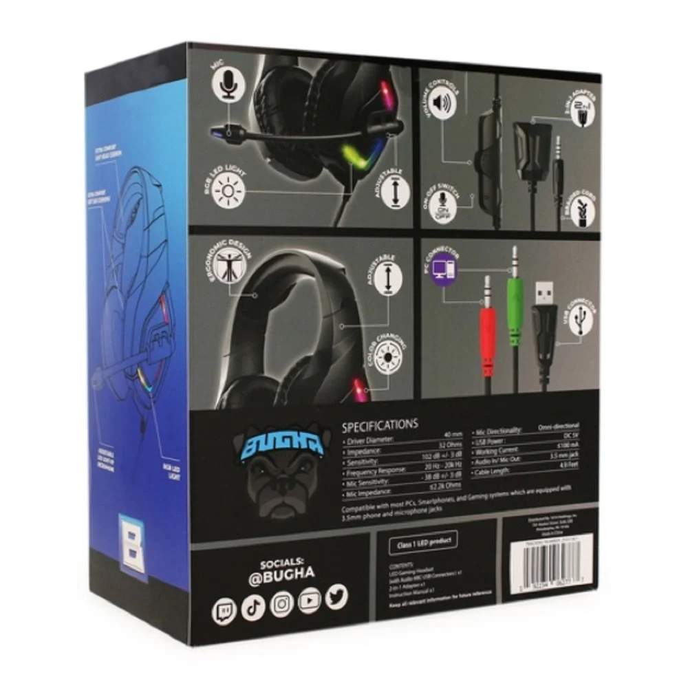 Bugha Black LED Gaming Headset w/ Mic